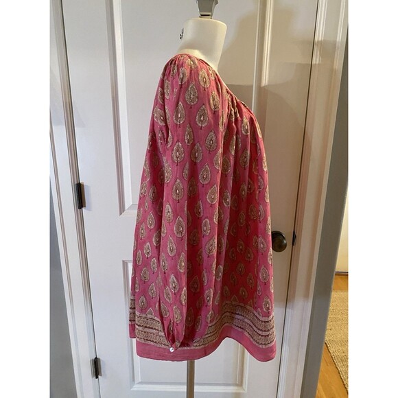 Calypso Saint Barth Size 1 Balloon Sleeve Trapeze Blouse‎ Cotton Coastal Boho - Picture 5 of 14